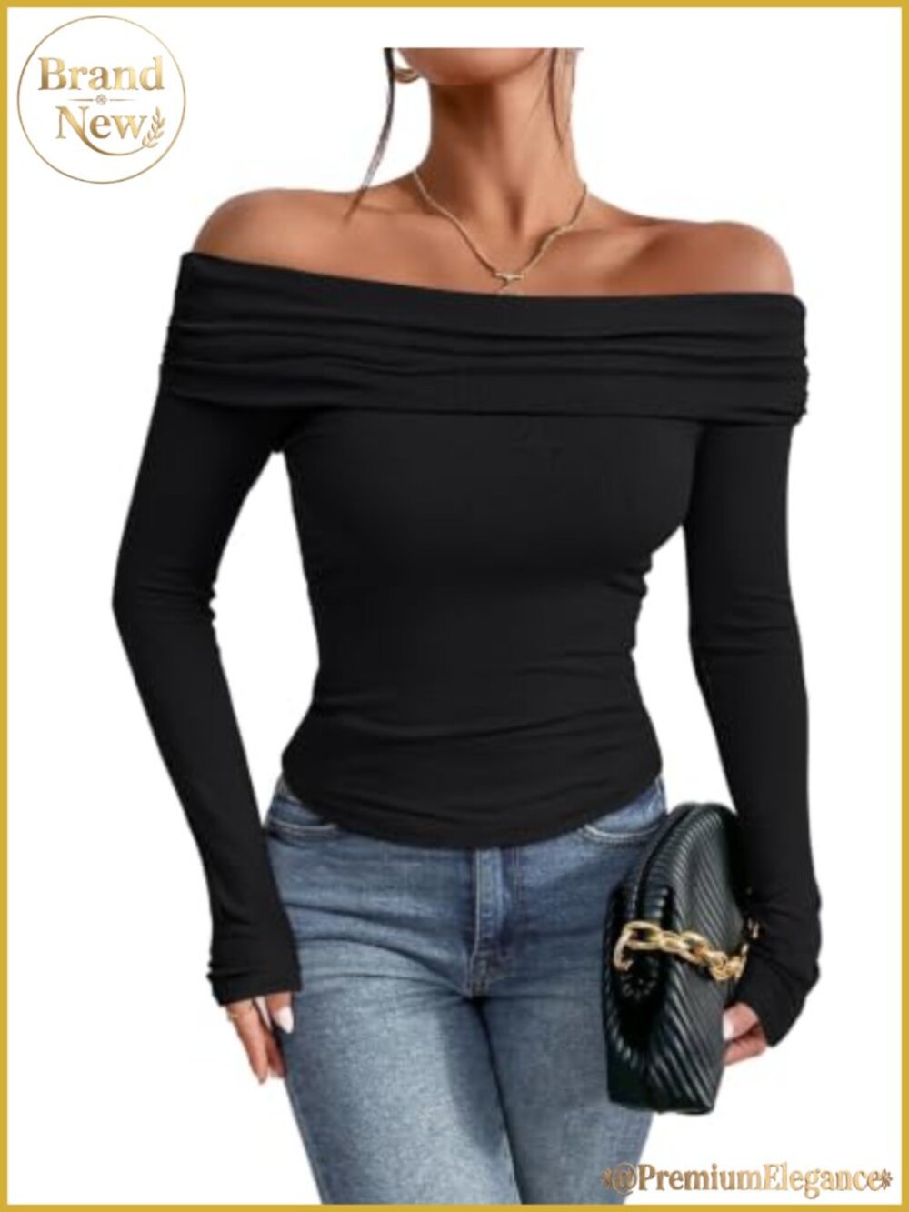 Off Shoulder Long Sleeve Fitted Top Sexy Going Out Shirt Rayon Spandex